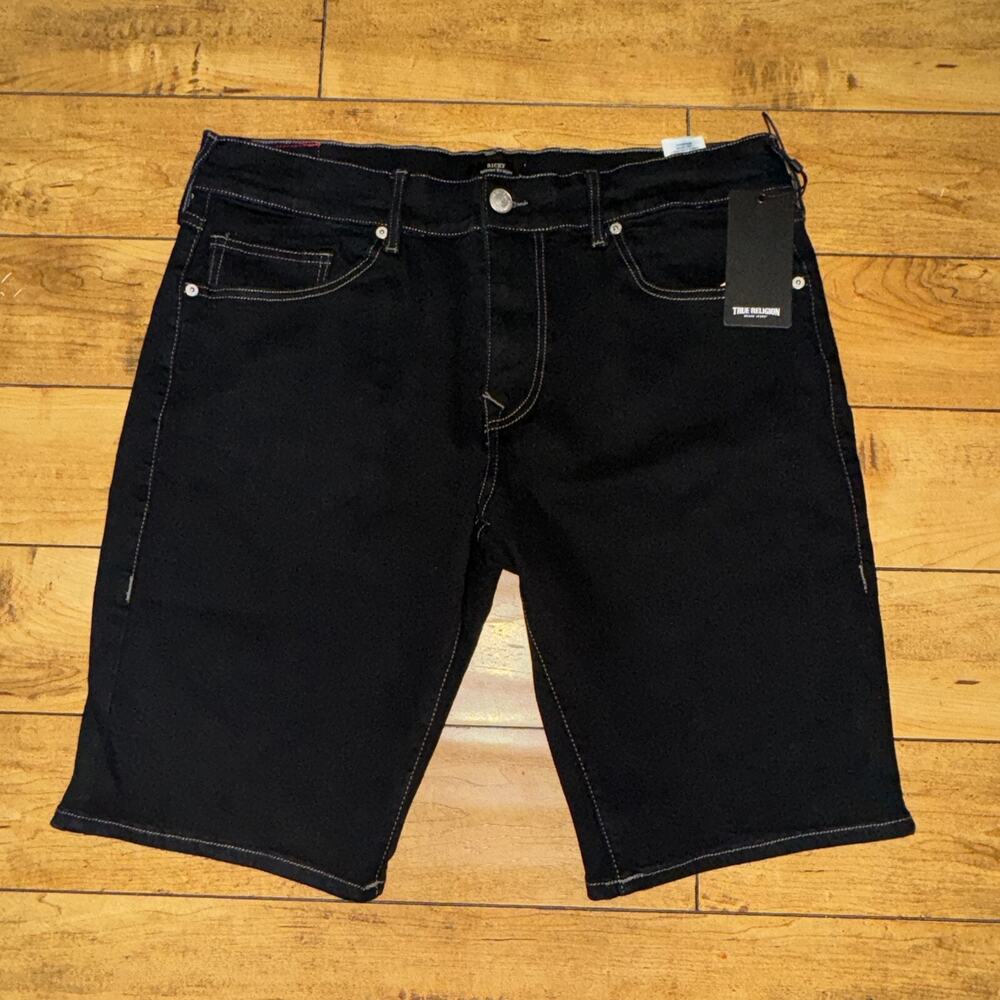 BNWT True Religion Denim Shorts Black 36W